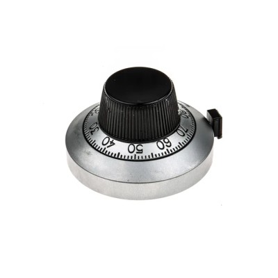 Vishay Potentiometer Knob, 46 mm Diameter, Silver, Circular, For 6.35 mm Shaft, Vernier Scale, Model 21A11B10