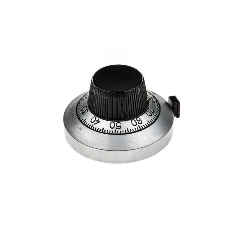 Vishay Potentiometer Knob, 46 mm Diameter, Silver, Circular, For 6.35 mm Shaft, Vernier Scale, Model 21A11B10