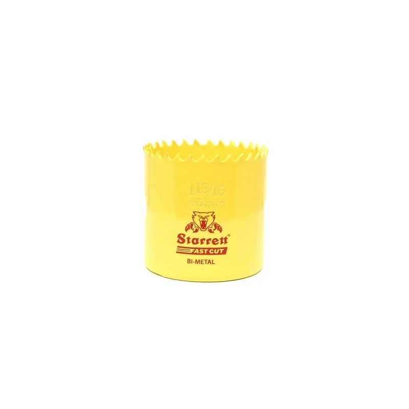 Starrett HSS Bi-metal Hole Saw Drill Bit 46 mm Diameter for Plaster, Plastic, Stainless Steel, Wood, Metal, Mild FCH1136-G