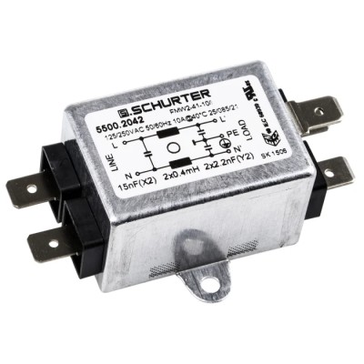 Schurter FMW2 Flange RFI Filter Solder Tab 1 Phase 10A 250V AC 60Hz Aluminium Case FMW2