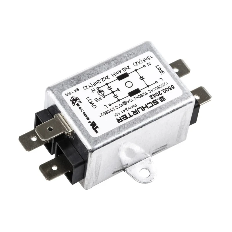 Schurter FMW2 Flange RFI Filter Solder Tab 1 Phase 10A 250V AC 60Hz Aluminium Case FMW2
