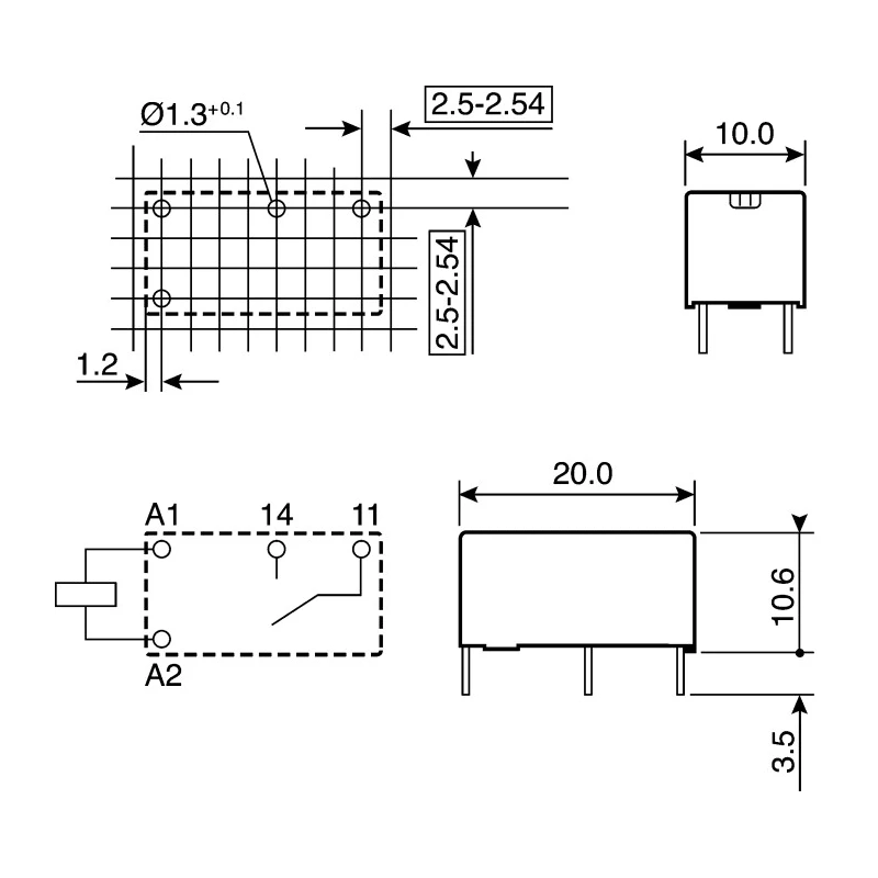 TE Connectivity PCB Power Relay 12V DC Coil 6A SPST RE034012