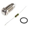RS PRO Illuminated Push Button Switch, Latching, Panel Mount, 12 mm Cutout, SPST, White LED, IP40, 36V DC, Silver 111-6522