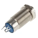 RS PRO Illuminated Push Button Switch, Latching, Panel Mount, 12 mm Cutout, SPST, White LED, IP40, 36V DC, Silver 111-6522