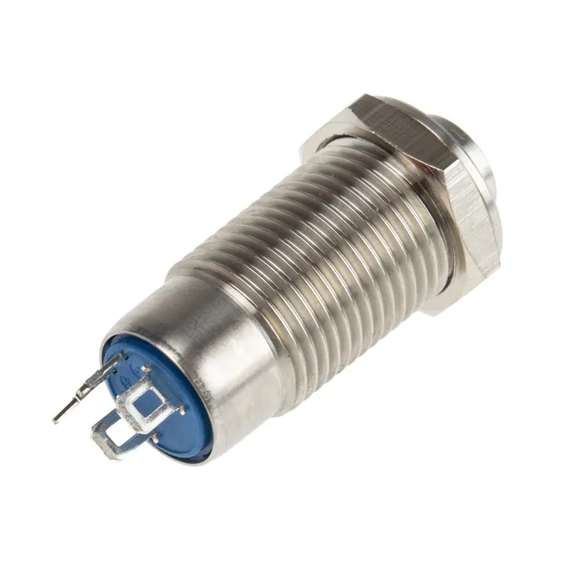 RS PRO Illuminated Push Button Switch, Latching, Panel Mount, 12 mm Cutout, SPST, White LED, IP40, 36V DC, Silver 111-6522