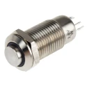 RS PRO Illuminated Push Button Switch, Latching, Panel Mount, 12 mm Cutout, SPST, White LED, IP40, 36V DC, Silver 111-6522