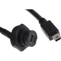 RS PRO Mini USB Type B Male to Female USB Cable 200 mm IP67 Rated Black 100V 111-6755