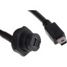 RS PRO Mini USB Type B Male to Female USB Cable 200 mm IP67 Rated Black 100V 111-6755
