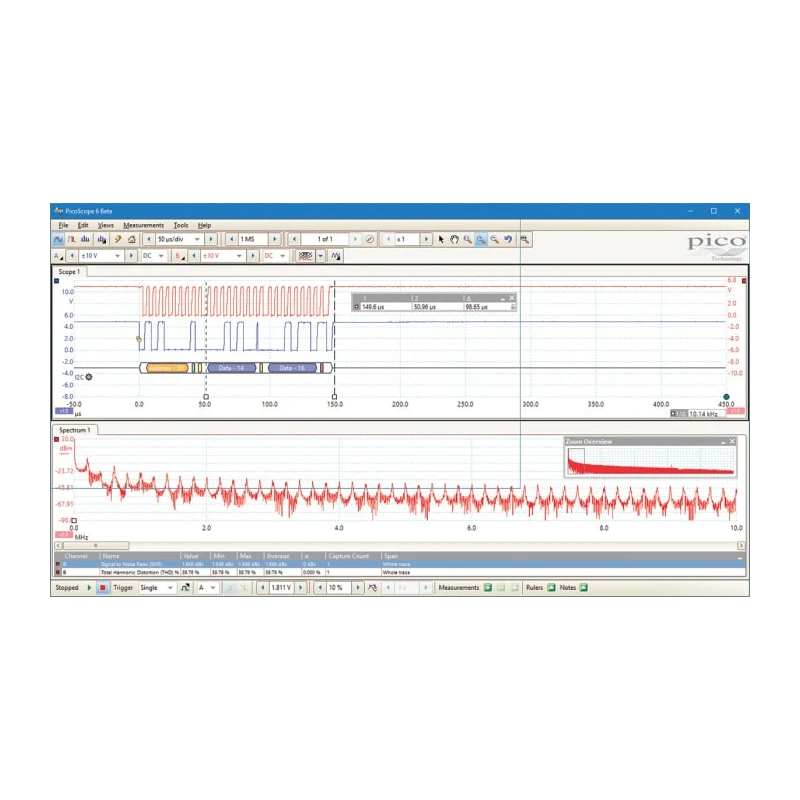 Pico Technology PicoScope 2000 Series PC Based Oscilloscope, 70 MHz, 4 Channel, USB, PicoScope 2407B