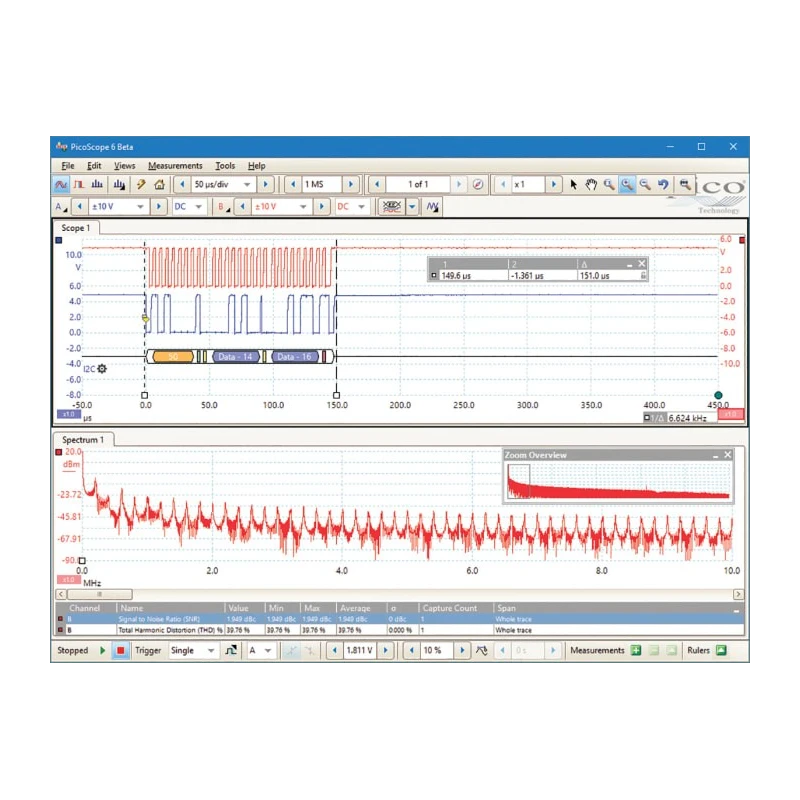 Pico Technology PicoScope 2000 Series PC Based Oscilloscope, 70 MHz, 4 Channel, USB, PicoScope 2407B
