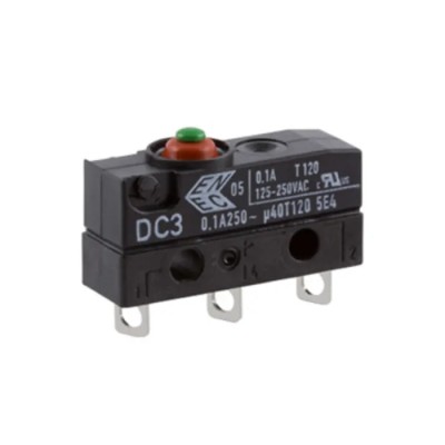 ZF Button Micro Switch, Solder Terminal, SPDT, 100mA, 250V AC, IP6K7, DC Subminiature DC3C-A1AA