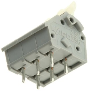 WAGO PCB Terminal Block 3-Contact 5.08 mm Pitch 1 Row Grey 24A Push-Button CAGE CLAMP 256-403