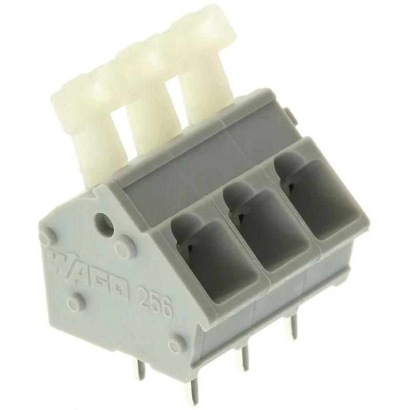 WAGO PCB Terminal Block 3-Contact 5.08 mm Pitch 1 Row Grey 24A Push-Button CAGE CLAMP 256-403