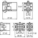 TE Connectivity Universal MATE-N-LOK Female Connector Housing, 3 Way, 1 Row, Cable Mount, 6.35mm Pitch, Nylon 350767-1