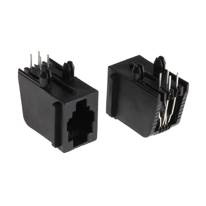 TE Connectivity RJ14 Modular Jack Female, Through Hole, Cat3 UTP Shield, Right Angle, 4 Way, 1 Port, 