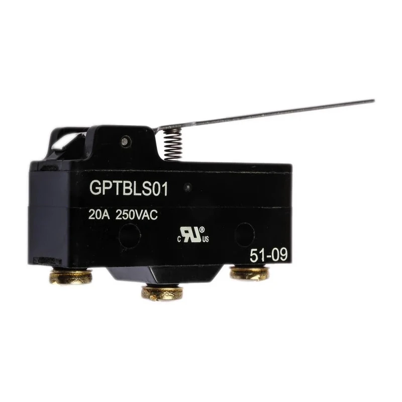 ZF Long Hinge Lever Micro Switch, Screw Terminal, 20A, 250V AC, SPDT GPTBLS01