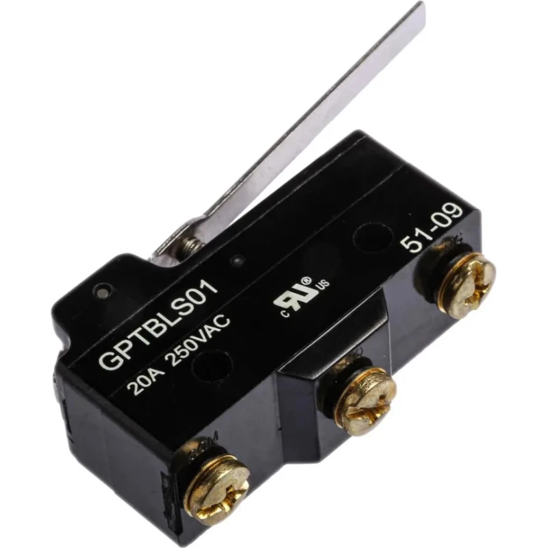 ZF Long Hinge Lever Micro Switch, Screw Terminal, 20A, 250V AC, SPDT GPTBLS01