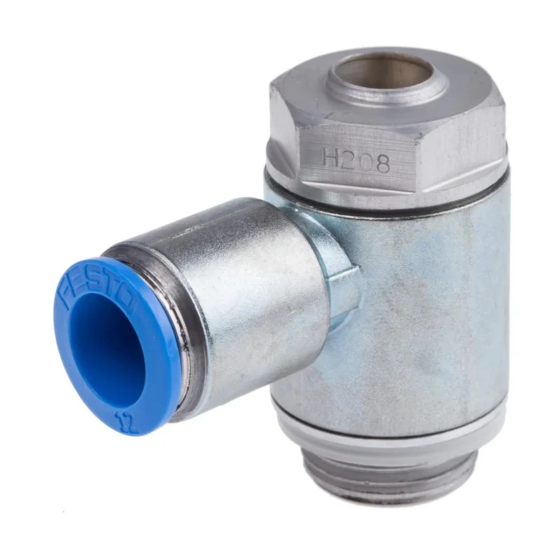Festo Flow Controller Exhaust Valve GRLA-1/2-QS-12-D, Push-In Connection 12 mm, Chromated Zinc, 0.2–10 Bar, -10°C to 60°C
