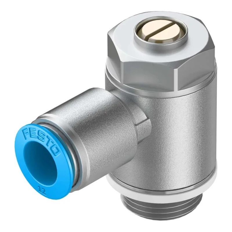 Festo Flow Controller Exhaust Valve GRLA-1/2-QS-12-D, Push-In Connection 12 mm, Chromated Zinc, 0.2–10 Bar, -10°C to 60°C