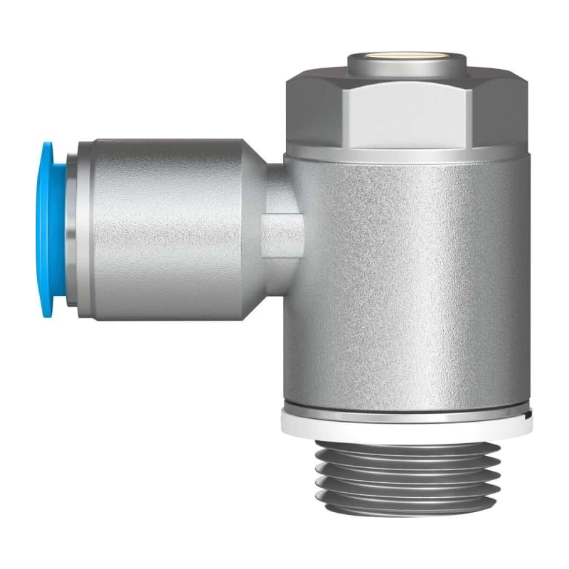 Festo Flow Controller Exhaust Valve GRLA-1/2-QS-12-D, Push-In Connection 12 mm, Chromated Zinc, 0.2–10 Bar, -10°C to 60°C