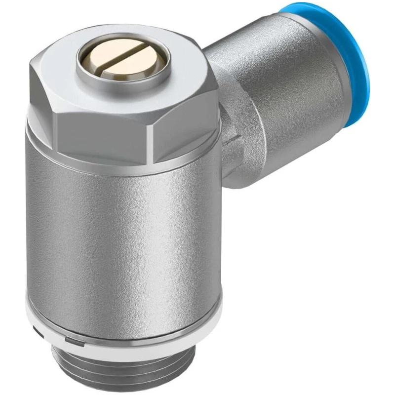 Festo Flow Controller Exhaust Valve GRLA-1/2-QS-12-D, Push-In Connection 12 mm, Chromated Zinc, 0.2–10 Bar, -10°C to 60°C