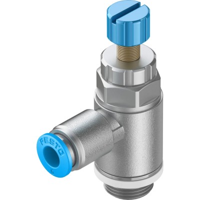 Festo GRLA Series Flow Controller Exhaust Valve 1/4in, 8mm Tube Inlet, ISO 1179-1 & ISO 228-1, 1 bar Max GRLA-1/4-QS-8-D