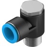 Festo Polybutylene Pneumatic Fitting, Male, Push-In, Nickel-Plated Brass, R 1/2 in, 90° Elbow, QSLV-1/2-16