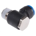 Festo Polybutylene Pneumatic Fitting, Male, Push-In, Nickel-Plated Brass, R 1/2 in, 90° Elbow, QSLV-1/2-16