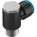 Festo Polybutylene Pneumatic Fitting, Male, Push-In, Nickel-Plated Brass, R 1/2 in, 90° Elbow, QSLV-1/2-16