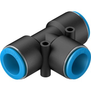 Festo Pneumatic Push-In Tee Tube-to-Tube Adapter, , 16 mm, 14 Bar, POM/Polypropylene/Nickel Plated, FDA/ISO, -10°C to QST-16