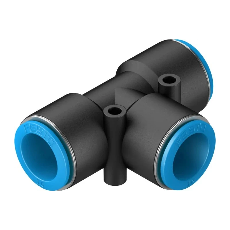 Festo Pneumatic Push-In Tee Tube-to-Tube Adapter, , 16 mm, 14 Bar, POM/Polypropylene/Nickel Plated, FDA/ISO, -10°C to QST-16