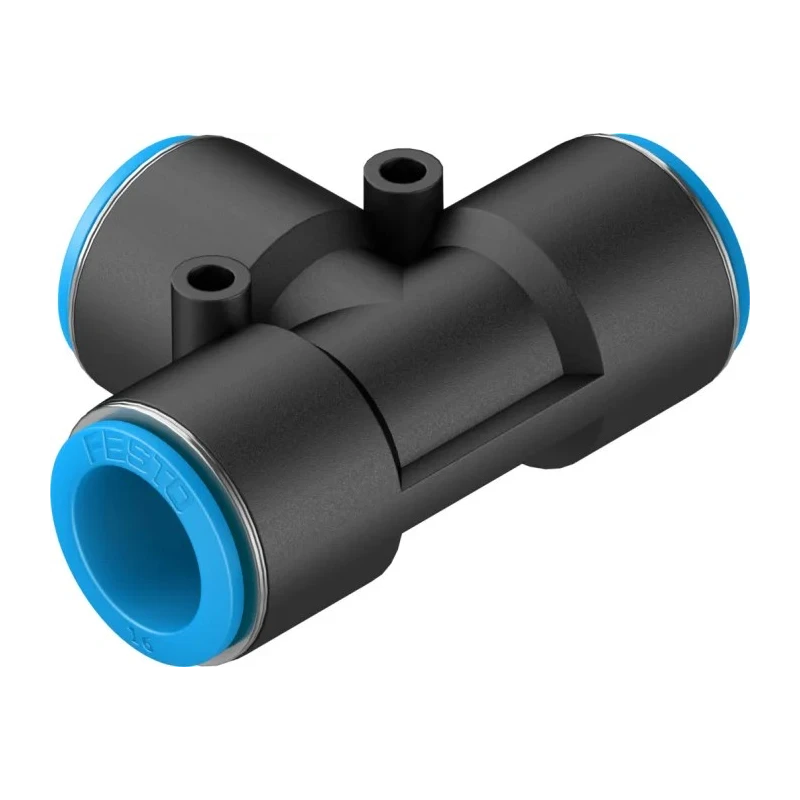 Festo Pneumatic Push-In Tee Tube-to-Tube Adapter, , 16 mm, 14 Bar, POM/Polypropylene/Nickel Plated, FDA/ISO, -10°C to QST-16