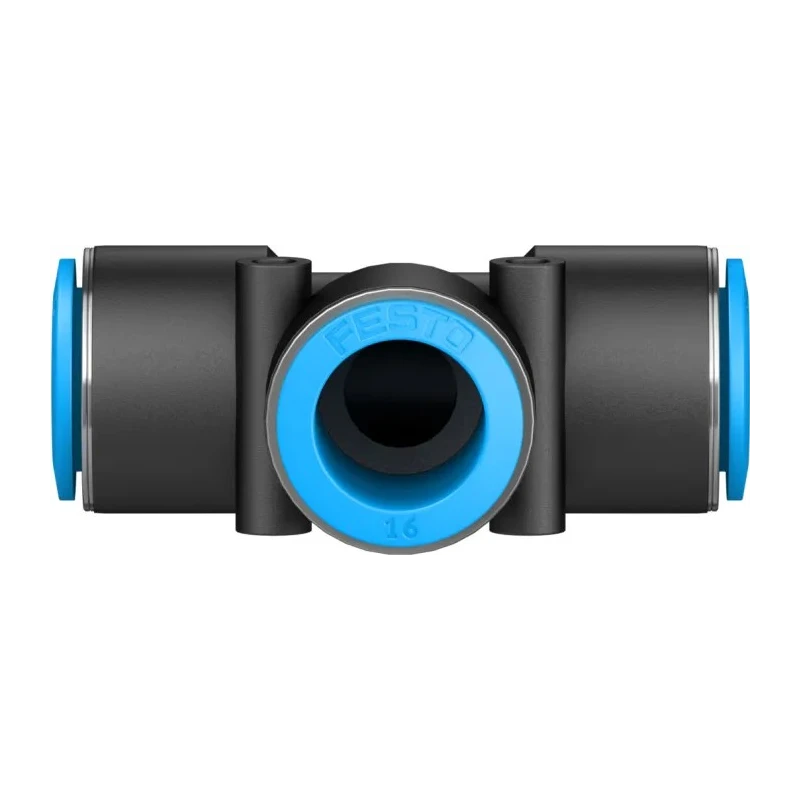 Festo Pneumatic Push-In Tee Tube-to-Tube Adapter, , 16 mm, 14 Bar, POM/Polypropylene/Nickel Plated, FDA/ISO, -10°C to QST-16