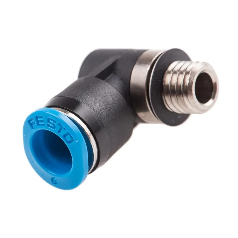 Festo QSMLV Series Polybutylene Pneumatic Elbow Fitting, Male M7, Metric, 6mm Push-in, 130833, 80°C, QSMLV-M7-6-I