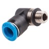 Festo QSMLV Series Polybutylene Pneumatic Elbow Fitting, Male M7, Metric, 6mm Push-in, 130833, 80°C, QSMLV-M7-6-I