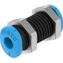 Festo Pneumatic Fitting, Bulkhead Tube-to-Tube Adaptor, Push-in, Polybutylene Terephthalate Reinforced, Stainless QSMS-3
