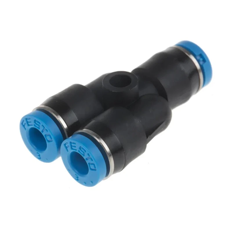 Festo Polybutylene Terephthalate Pneumatic Fitting, Push-in 3 mm, Y Tube Adaptor, Chemical Resistant, Food Grade QSMY-3