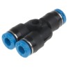 Festo Polybutylene Terephthalate Pneumatic Fitting, Push-in 3 mm, Y Tube Adaptor, Chemical Resistant, Food Grade QSMY-3