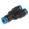 Festo Polybutylene Terephthalate Pneumatic Fitting, Push-in 3 mm, Y Tube Adaptor, Chemical Resistant, Food Grade QSMY-3