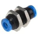 Festo Pneumatic Fitting, Bulkhead Tube-to-Tube Adaptor, Push-in, Polybutylene Terephthalate Reinforced, Stainless QSMS-3
