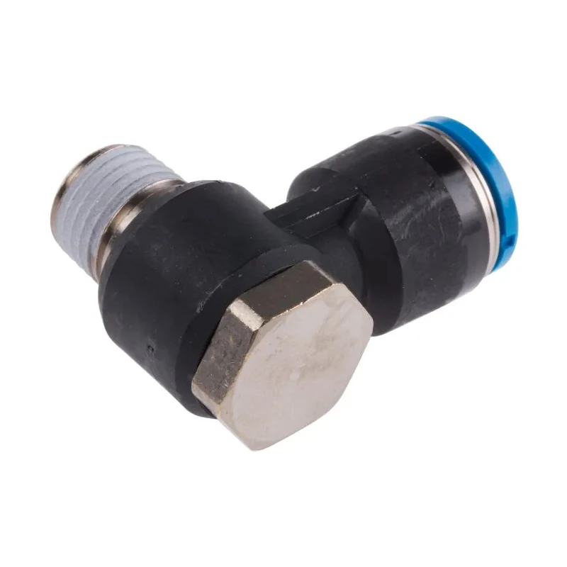 Festo QSLV Series Polybutylene Terephthalate Pneumatic Fitting, Male, R 1/4 in, 10mm Push-in Elbow QSLV-1/4-10