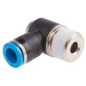 Festo QSLV Series Polybutylene Pneumatic Elbow Fitting, Male, Push-in, R 3/8 in Thread, 8mm Tube QSLV-3/8-8-I