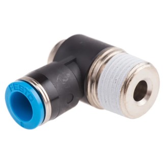 Festo QSLV Series Polybutylene Pneumatic Elbow Fitting, Male, Push-in, R 3/8 in Thread, 8mm Tube QSLV-3/8-8-I
