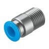 Festo Pneumatic Push-in Fitting, 8mm Tube, R 1/4 Male Brass Nickel-Plated, QS Series QS-1/4-8-I