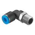 Festo Polybutylene Terephthalate Pneumatic Elbow Fitting, Male R 1/4 in, 8mm Push-In, Nickel Finish QSL-1/4-8