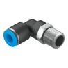 Festo Polybutylene Terephthalate Pneumatic Elbow Fitting, Male R 1/4 in, 8mm Push-In, Nickel Finish QSL-1/4-8