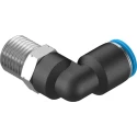 Festo Polybutylene Terephthalate Pneumatic Elbow Fitting, Male R 1/4 in, 8mm Push-In, Nickel Finish QSL-1/4-8