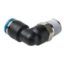 Festo Polybutylene Terephthalate Pneumatic Elbow Fitting, Male R 1/4 in, 8mm Push-In, Nickel Finish QSL-1/4-8