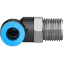 Festo Polybutylene Terephthalate Pneumatic Elbow Fitting, Male R 1/4 in, 8mm Push-In, Nickel Finish QSL-1/4-8