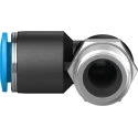 Festo Polybutylene Terephthalate Pneumatic Elbow Fitting, Male R 1/4 in, 8mm Push-In, Nickel Finish QSL-1/4-8